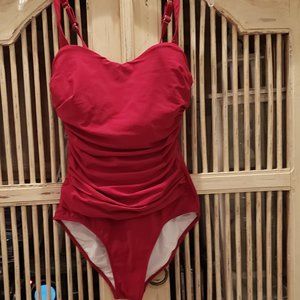 Profile by Gotex Red One Piece Swim Suit with Ruching